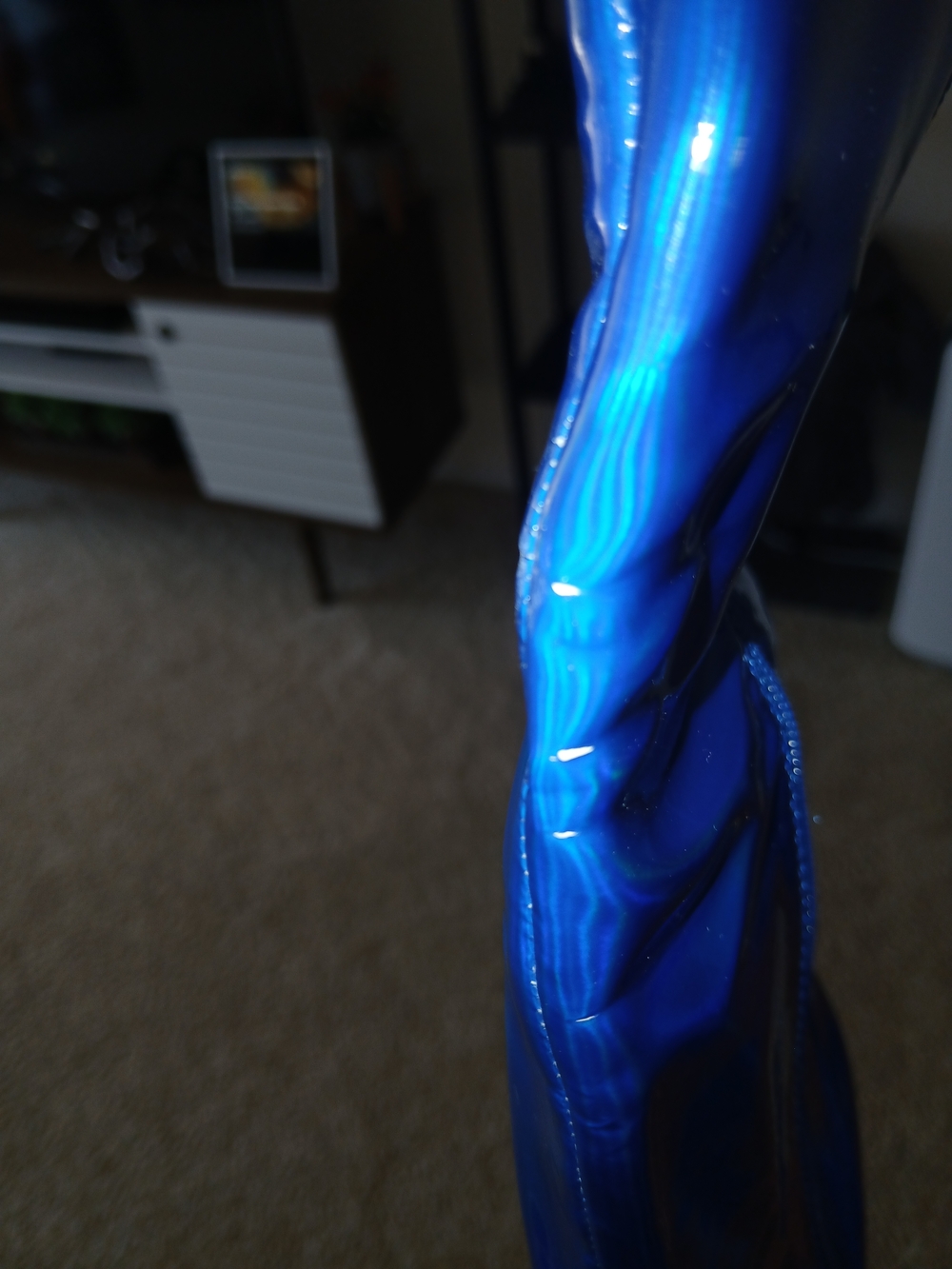 Nova Metallic Electric Blue Knee-High Stiletto Boots - Picture 5 of 10